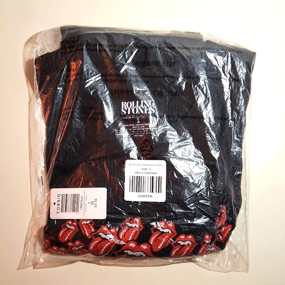 ❤️NWT TORRID TEE - ROLLING STONES JAGGER - WAFFLE - CROP SHIRT PLUS SIZE - Picture 7 of 16